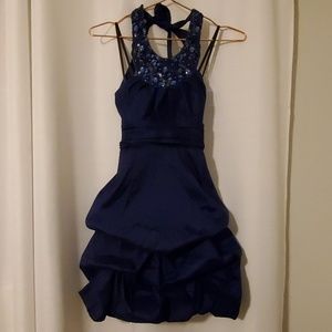 Navy semi formal with beaded/sequin halter